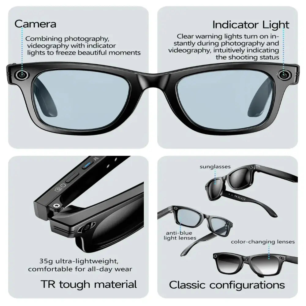 AI Smart Glasses – 4K Camera Translation Music & Calls (4 models available) - 9eight5