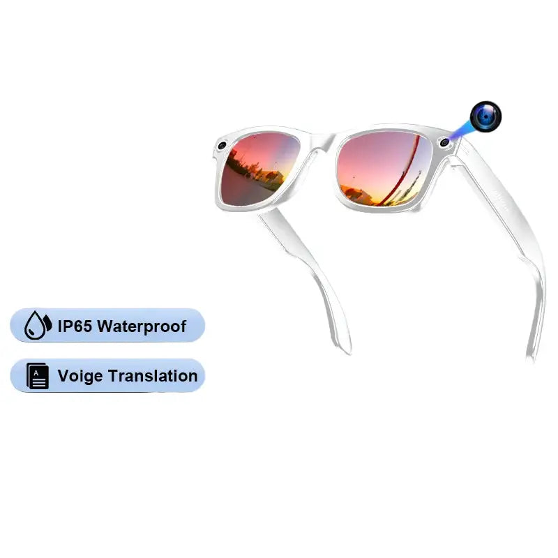 AI Smart Glasses – 4K Camera Translation Music & Calls (4 models available) - Red Coated Mirror / Smart Glasses
