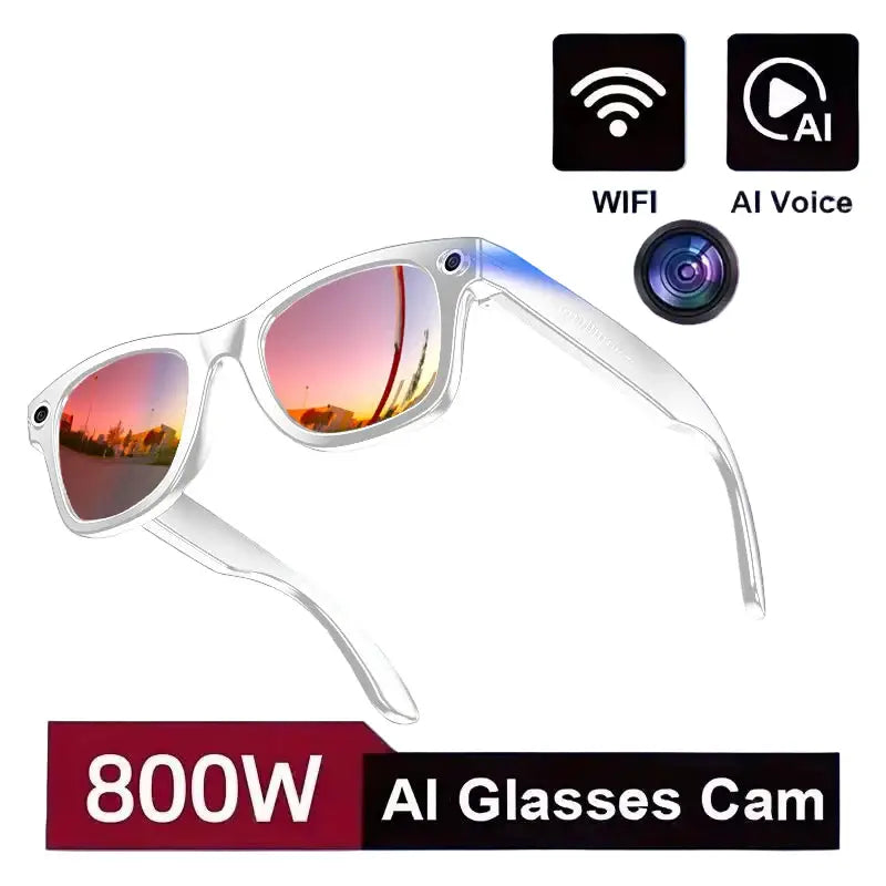 AI Smart Glasses 800W Camera – Photo/Video & Calls (different models available) - Red Coating / AI Glass - 9eight5