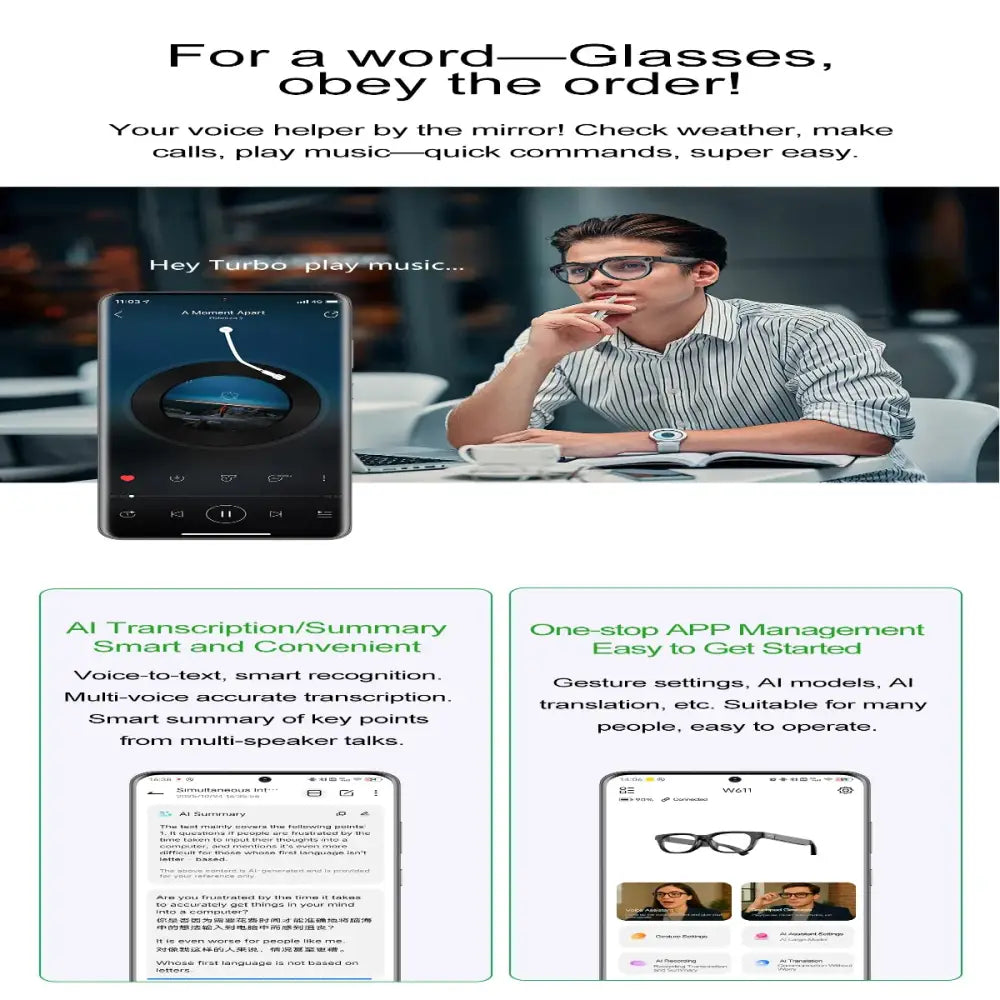 AI Smart Glasses with 4K Camera & Wi-Fi Transmission (different colours available) - 9eight5