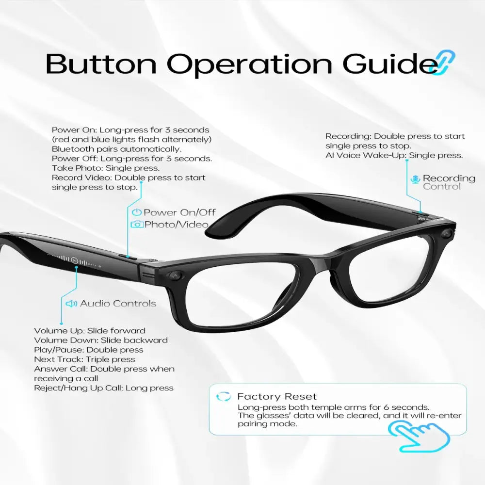 AI Smart Glasses with 5MP Camera & Bluetooth - 9eight5