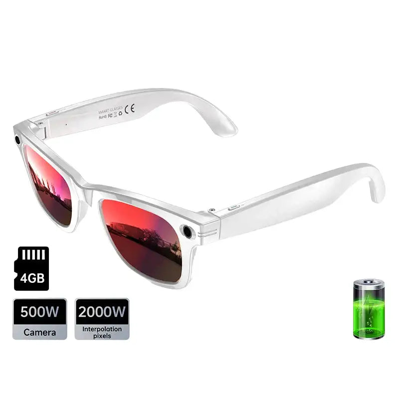 AI Smart Glasses with 5MP Camera & Bluetooth - Red / Smart Glass - 9eight5