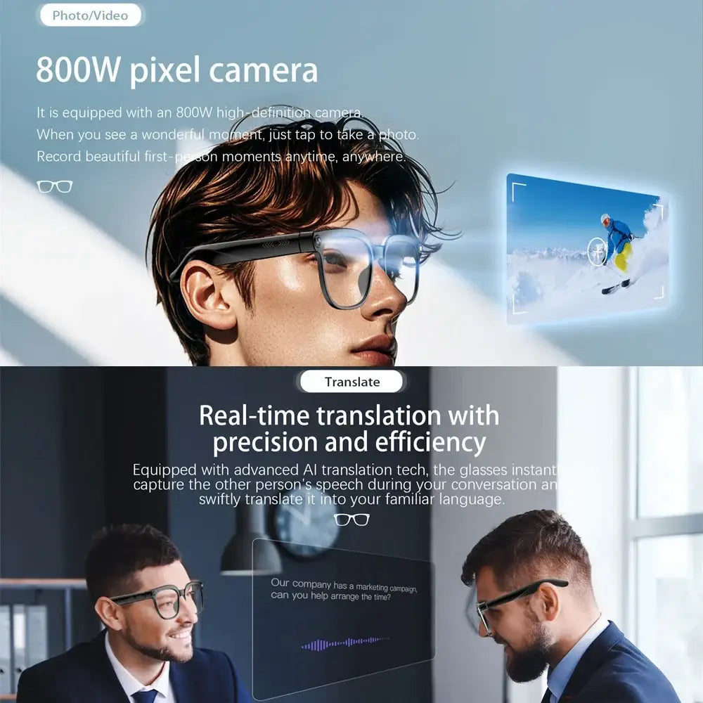 AI Smart Glasses with 8MP Camera & Bluetooth Audio - 9eight5