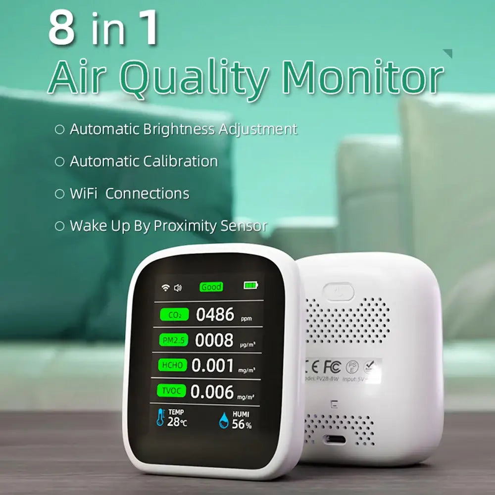 Air Quality Monitor – CO2 HCHO TVOC (8-in-1) - 8 in 1 / Air Quality Monitor - HBC
