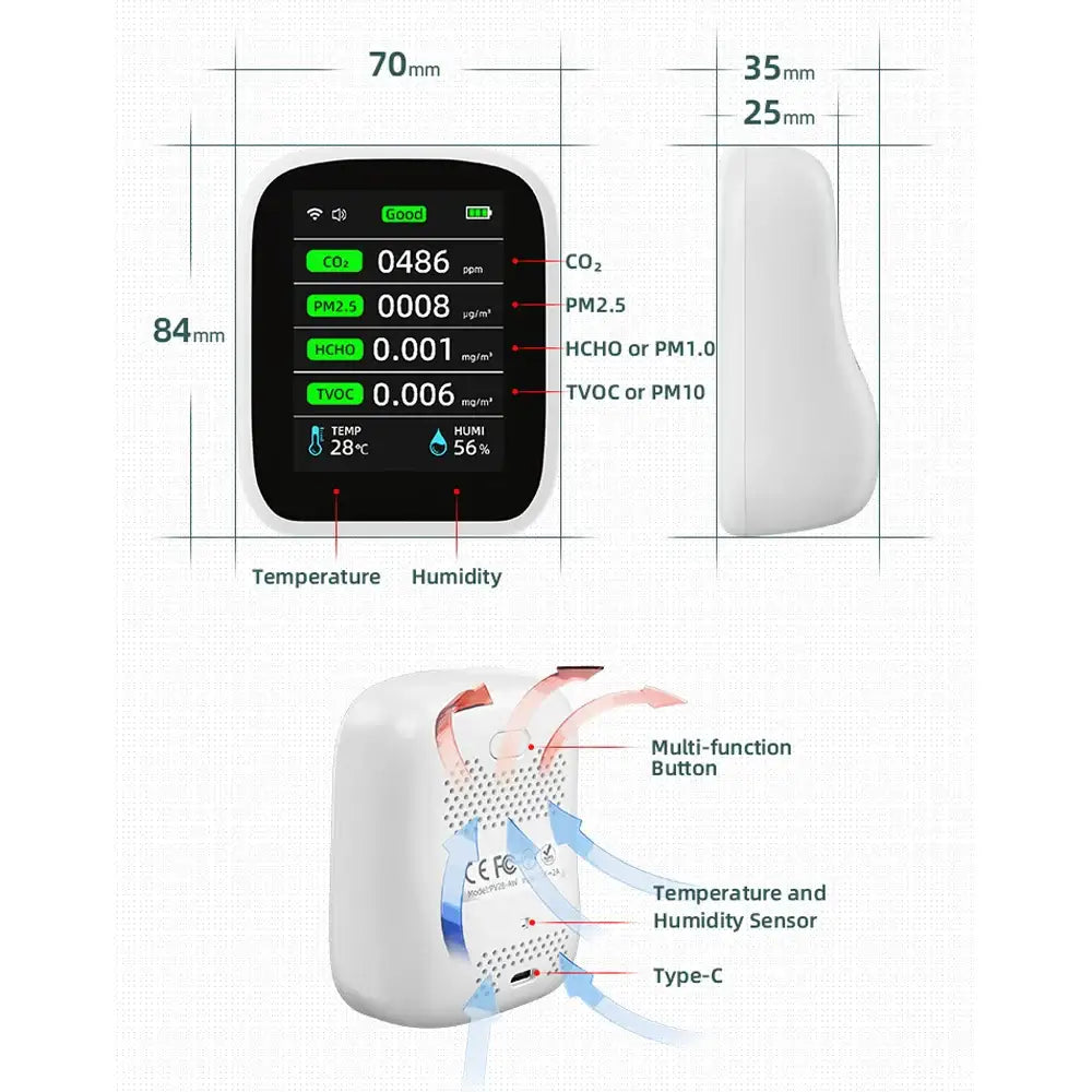 Air Quality Monitor – CO2 HCHO TVOC (8-in-1) - 8 in 1 / Air Quality Monitor - HBC