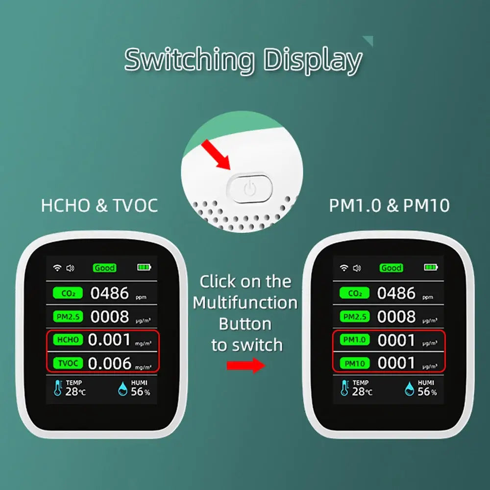 Air Quality Monitor – CO2 HCHO TVOC (8-in-1) - 8 in 1 / Air Quality Monitor - HBC