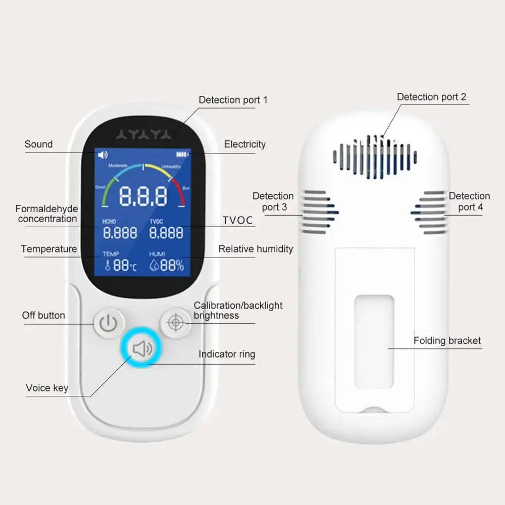 Air Quality Monitor – Formaldehyde TVOC CO2 Temperature & Humidity Detector - HBC