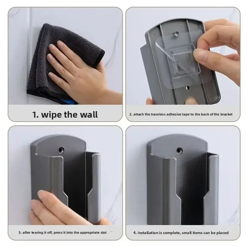 all Mounted Remote Control Holder No Drilling Adhesive Storage Box Universal TV AC Remote Organizer Rack for Home