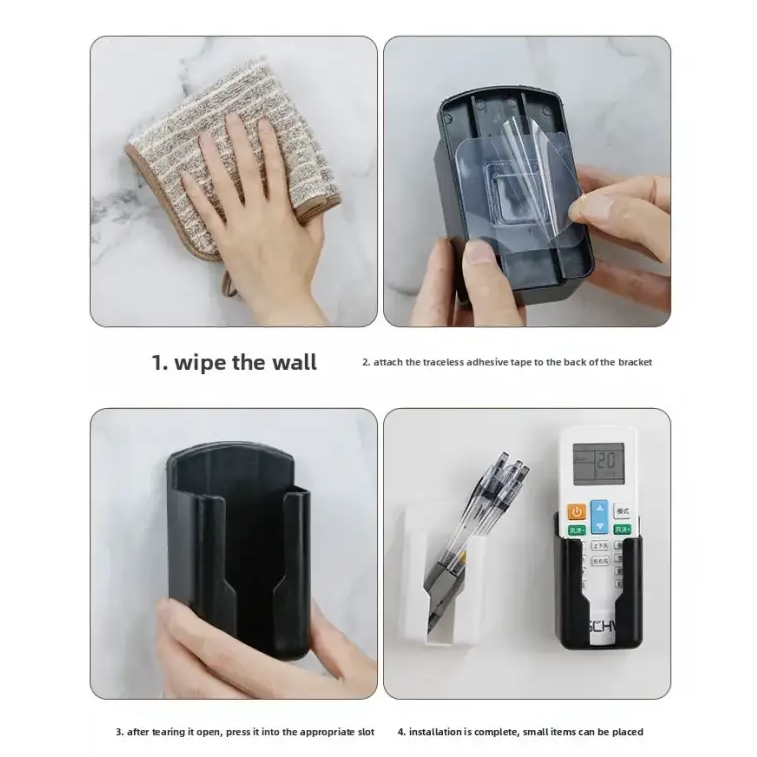 all Mounted Remote Control Holder No Drilling Adhesive Storage Box Universal TV AC Remote Organizer Rack for Home