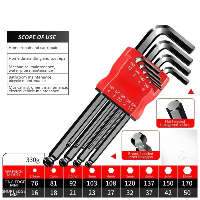 Allen Hex Wrench Screwdriver Set with Sleeve (5 different models available) - JP-1086 hei - HBC