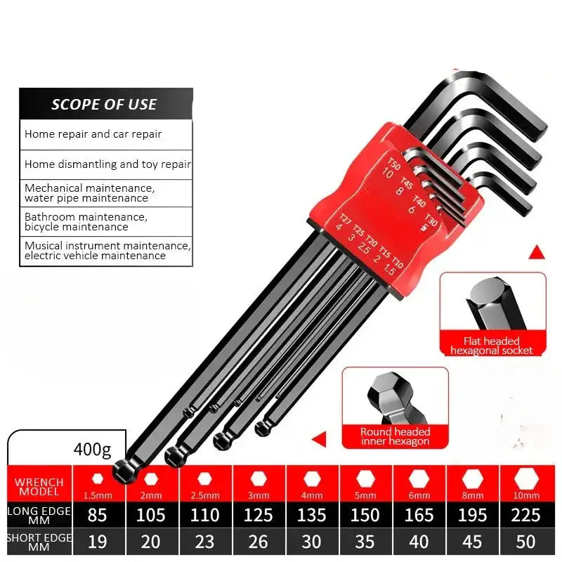Allen Hex Wrench Screwdriver Set with Sleeve (5 different models available) - JP-1088 hei - HBC