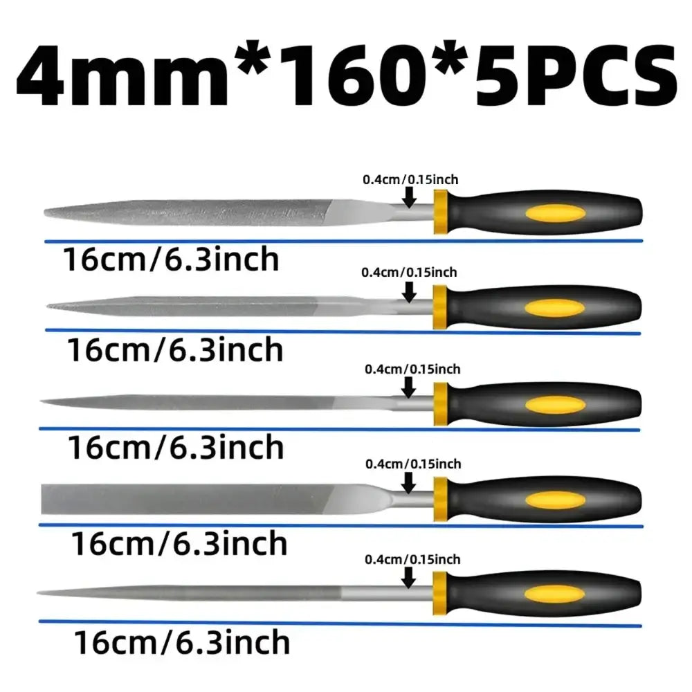 Alloy Steel Precision File Set (5pcs) (2 sizes available) - 4mm X 160mm / Steel Rasp Needle - HBC