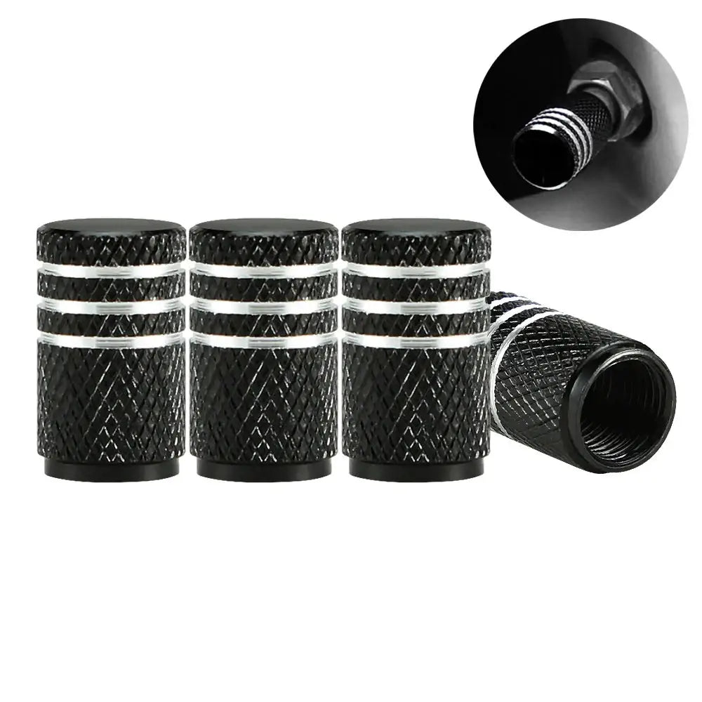Aluminium Tire Valve Stem Caps (4Pcs) (different colours available) - C0650-Black - HBC