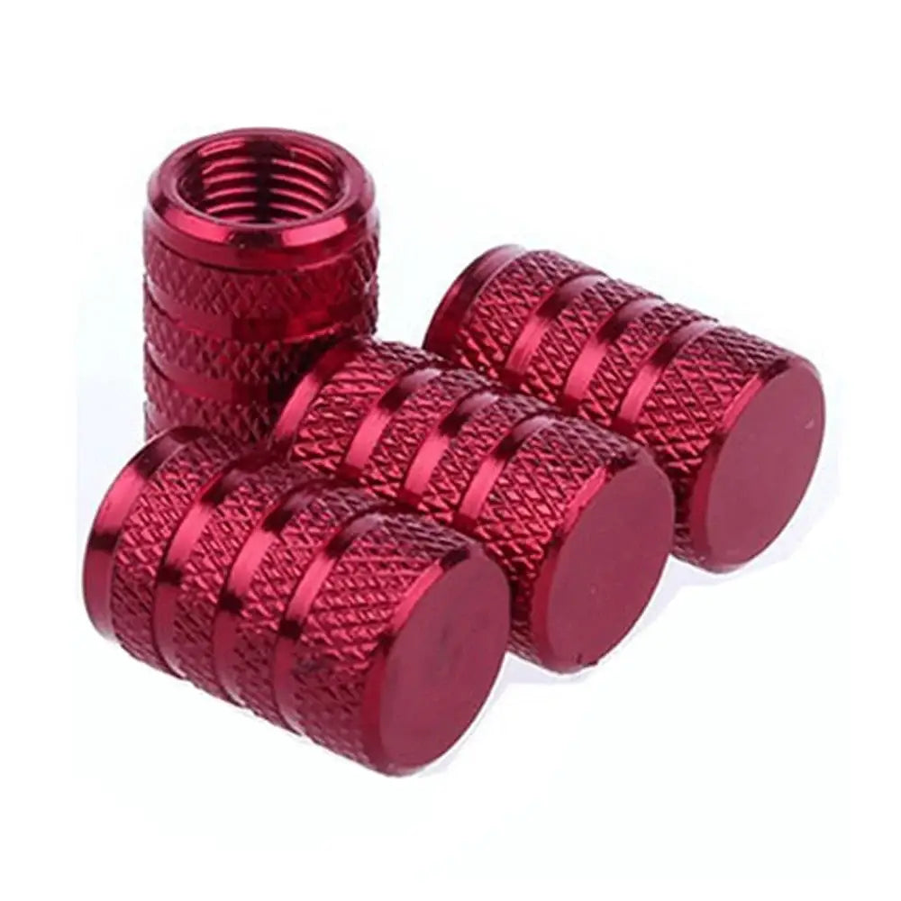 Aluminium Tire Valve Stem Caps (4Pcs) (different colours available) - Red - HBC