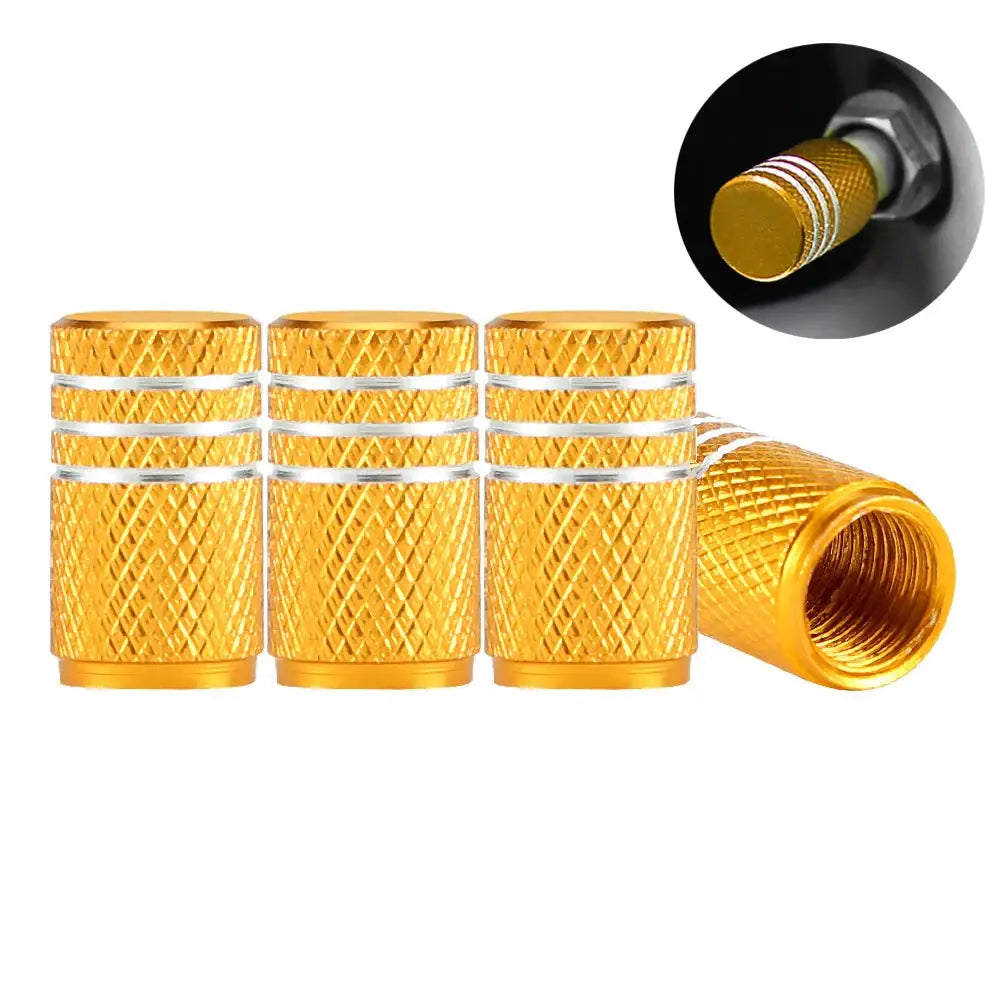 Aluminium Tire Valve Stem Caps (4Pcs) (different colours available) - C0650-Gold - HBC