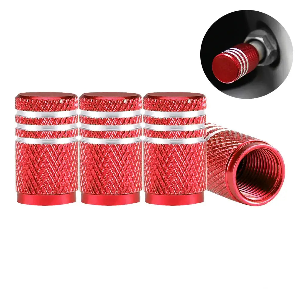 Aluminium Tire Valve Stem Caps (4Pcs) (different colours available) - C0650-Red - HBC