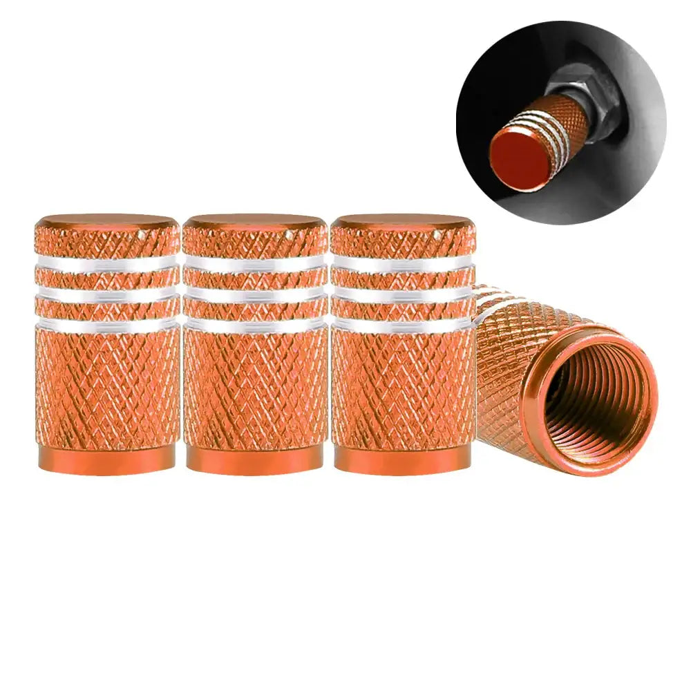Aluminium Tire Valve Stem Caps (4Pcs) (different colours available) - C0650-Orange - HBC