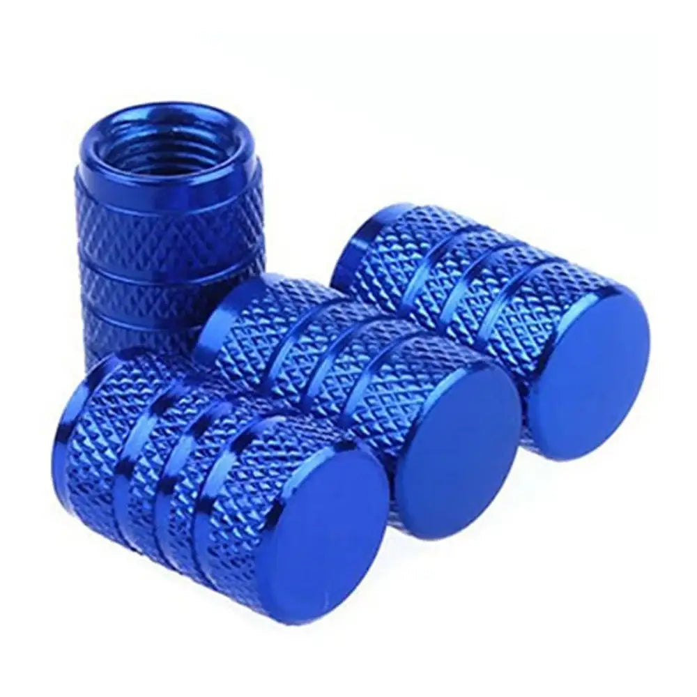 Aluminium Tire Valve Stem Caps (4Pcs) (different colours available) - Blue - HBC