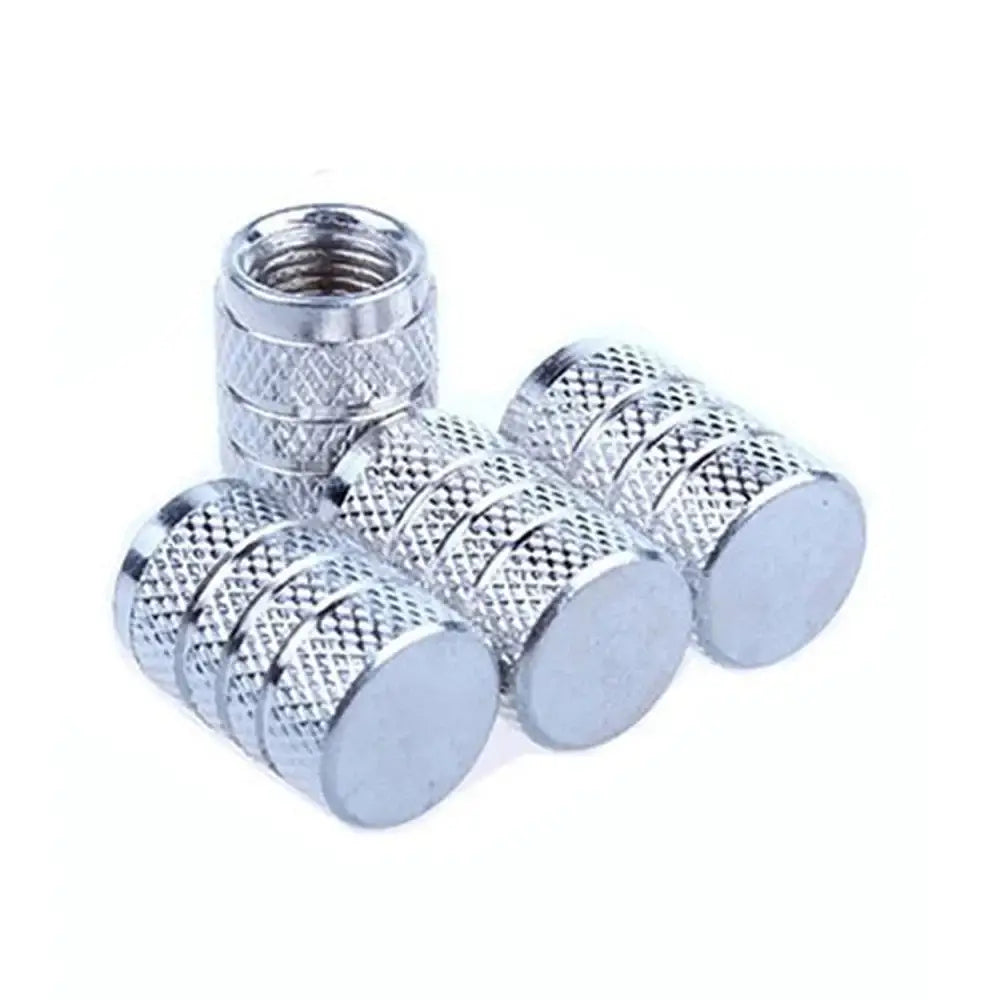 Aluminium Tire Valve Stem Caps (4Pcs) (different colours available) - Silver - HBC