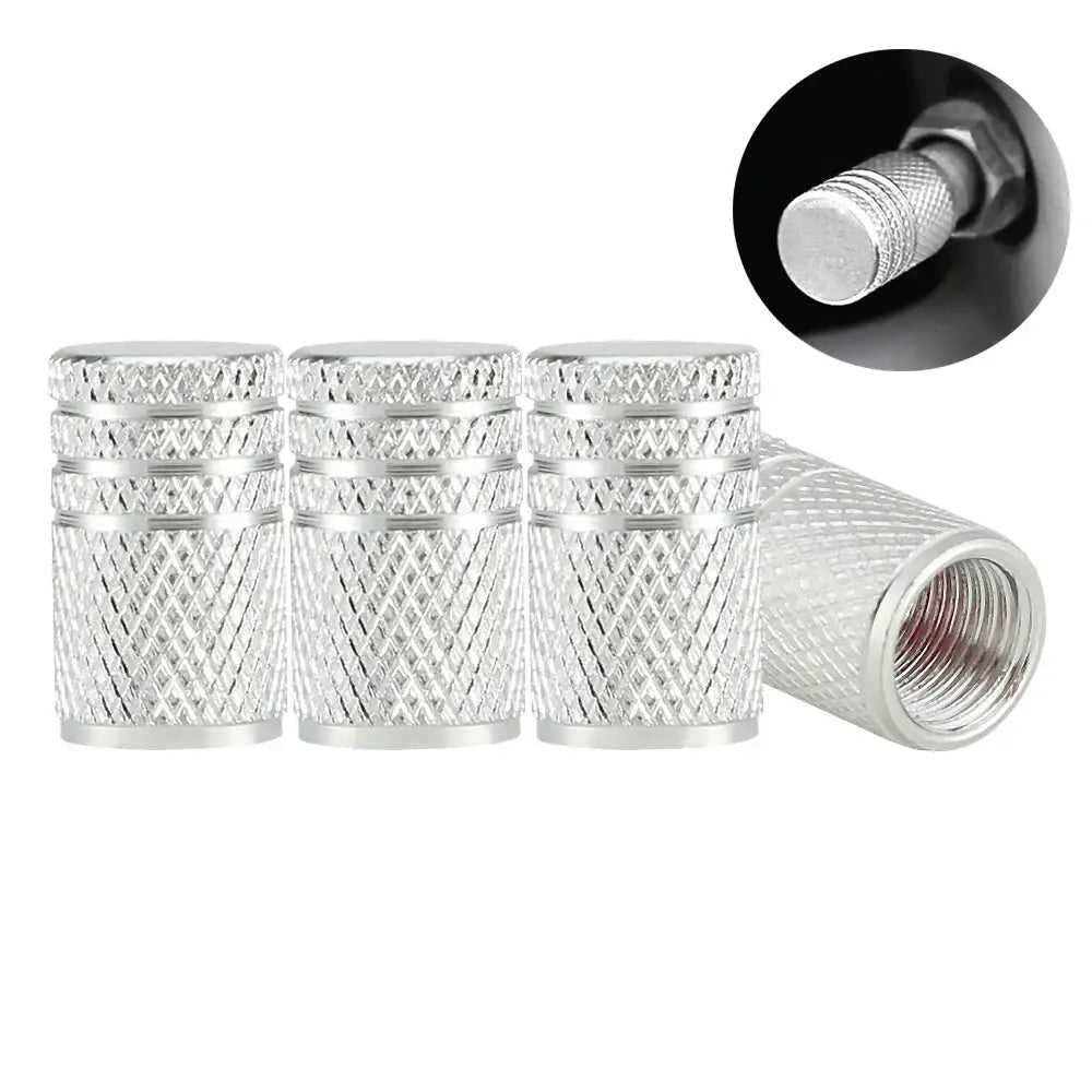 Aluminium Tire Valve Stem Caps (4Pcs) (different colours available) - C0650-Silver - HBC