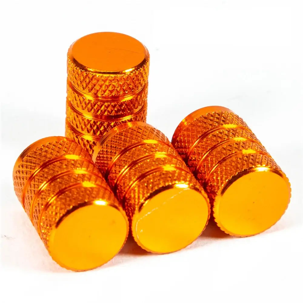Aluminium Tire Valve Stem Caps (4Pcs) (different colours available) - Orange - HBC