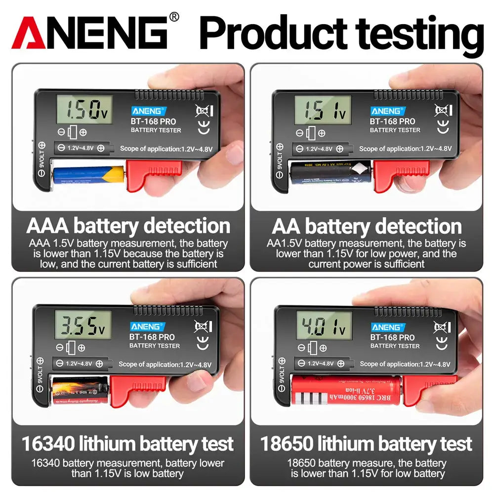 ANENG BT-168 PRO Digital Battery Tester: Accurate Capacity Assessment for AAA AA C D 9V and Button Cells