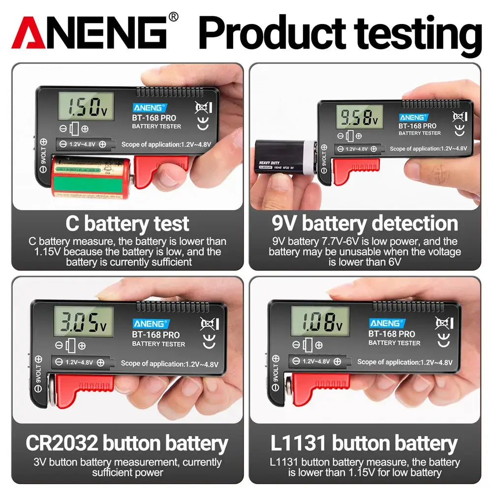 ANENG BT-168 PRO Digital Battery Tester: Accurate Capacity Assessment for AAA AA C D 9V and Button Cells