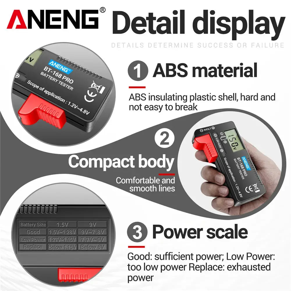ANENG BT-168 PRO Digital Battery Tester: Accurate Capacity Assessment for AAA AA C D 9V and Button Cells