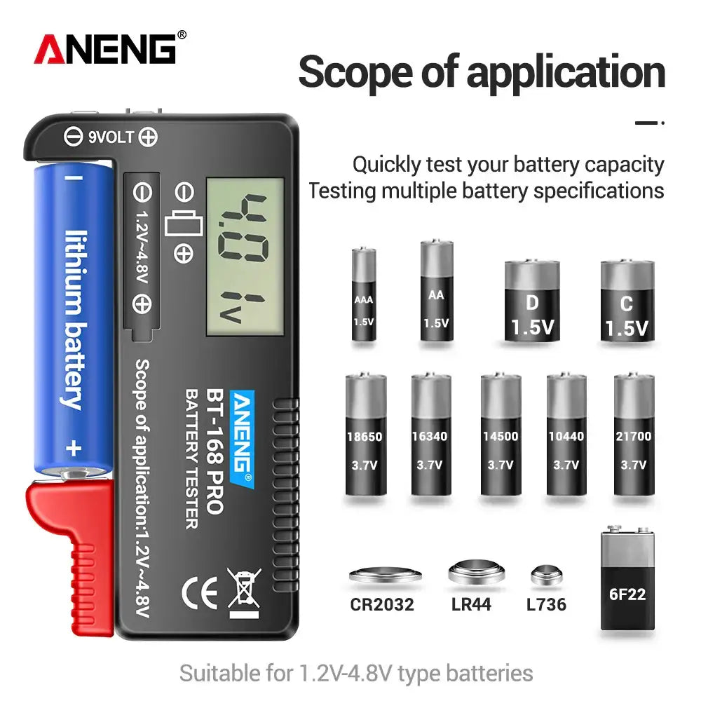 ANENG BT-168 PRO Digital Battery Tester: Accurate Capacity Assessment for AAA AA C D 9V and Button Cells