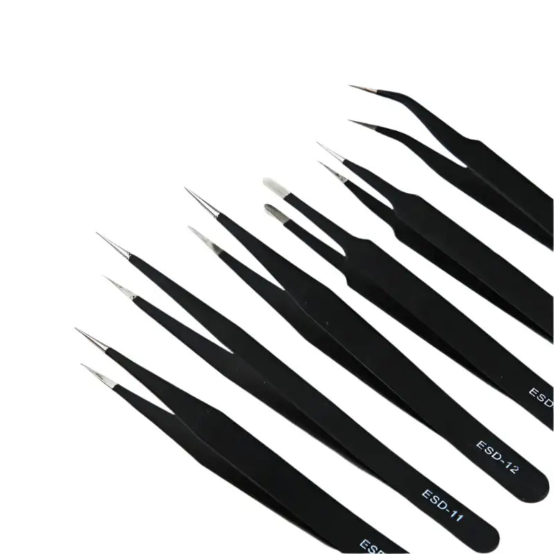 Anti-Static ESD Stainless Steel Curved Tweezers (6 different types available) - HBC