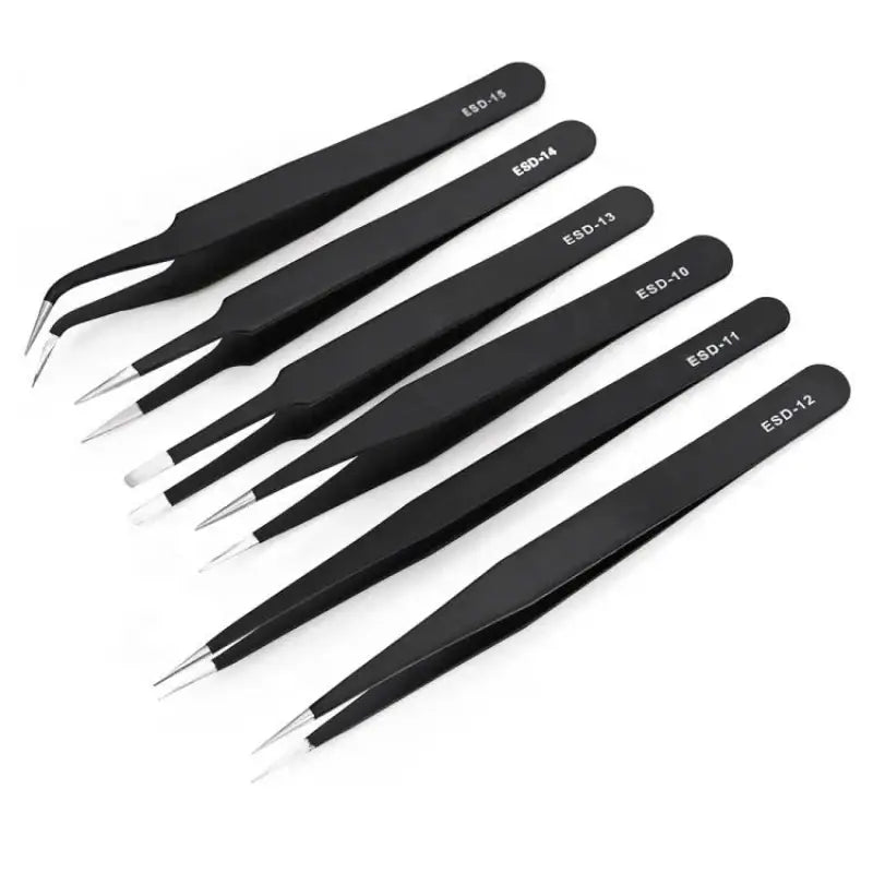 Anti-Static ESD Stainless Steel Curved Tweezers (6 different types available) - HBC