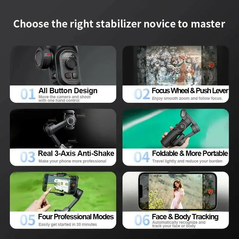 AOCHUAN Smart XE 3-Axis Handheld Gimbal Stabilizer - Black