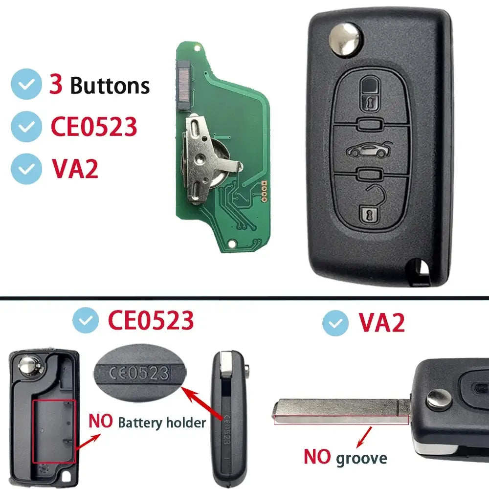 ASK FSK For Citroen C2 C3 C4 C5 C6 Xsara Berlingo For Peugeot 207 307 308 407 607 807 HU83 VA2 CE0536 CE0523 Flip