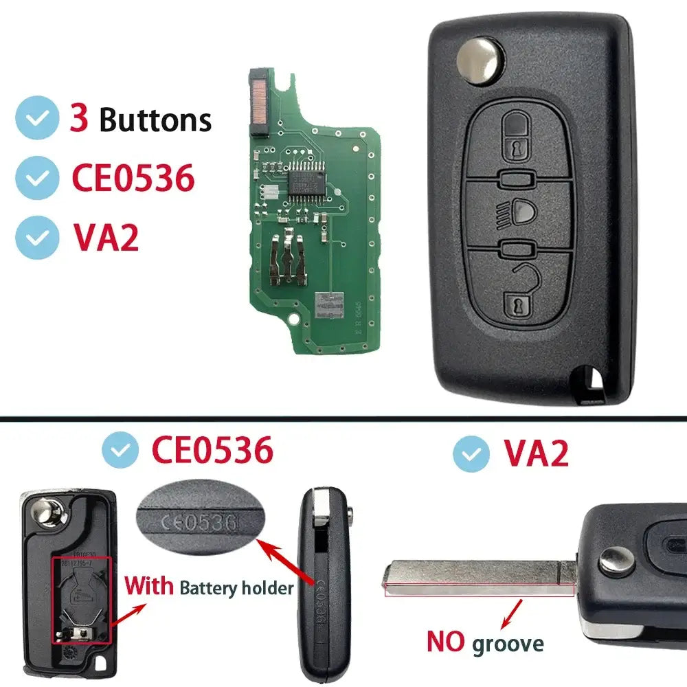 ASK FSK For Citroen C2 C3 C4 C5 C6 Xsara Berlingo For Peugeot 207 307 308 407 607 807 HU83 VA2 CE0536 CE0523 Flip