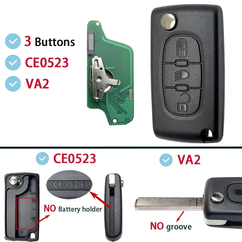 ASK FSK For Citroen C2 C3 C4 C5 C6 Xsara Berlingo For Peugeot 207 307 308 407 607 807 HU83 VA2 CE0536 CE0523 Flip