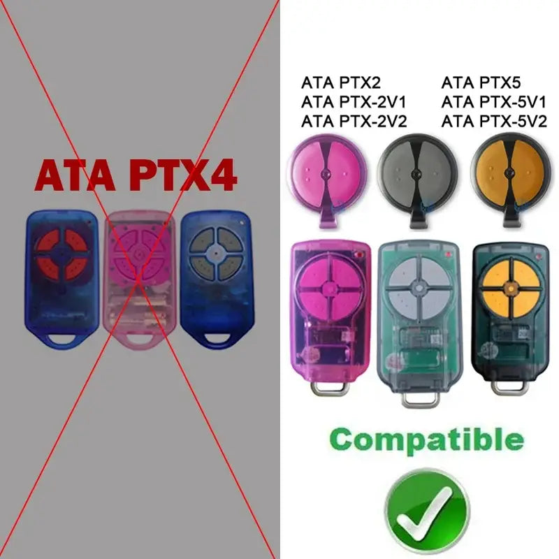 ATA PTX5v2 PTX5 Garage Door Remote Control 433.92MHz Rolling Code ATA PTX5 PTX2 PTX-2V1 PTX-5V1 TrioCode Hand