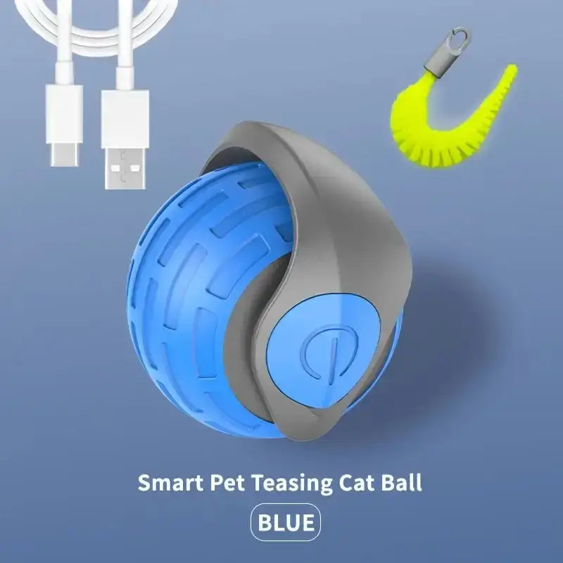 Automatic Interactive Smart Cat Toy - USB Rechargeable Rolling Ball and Mouse Car Teaser - Blue G