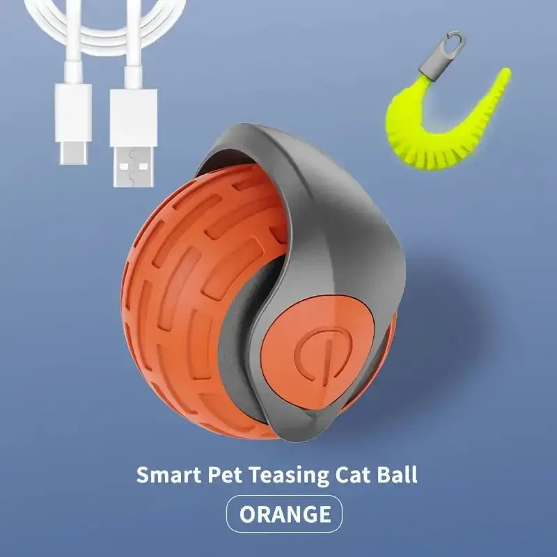 Automatic Interactive Smart Cat Toy - USB Rechargeable Rolling Ball and Mouse Car Teaser - Orange G