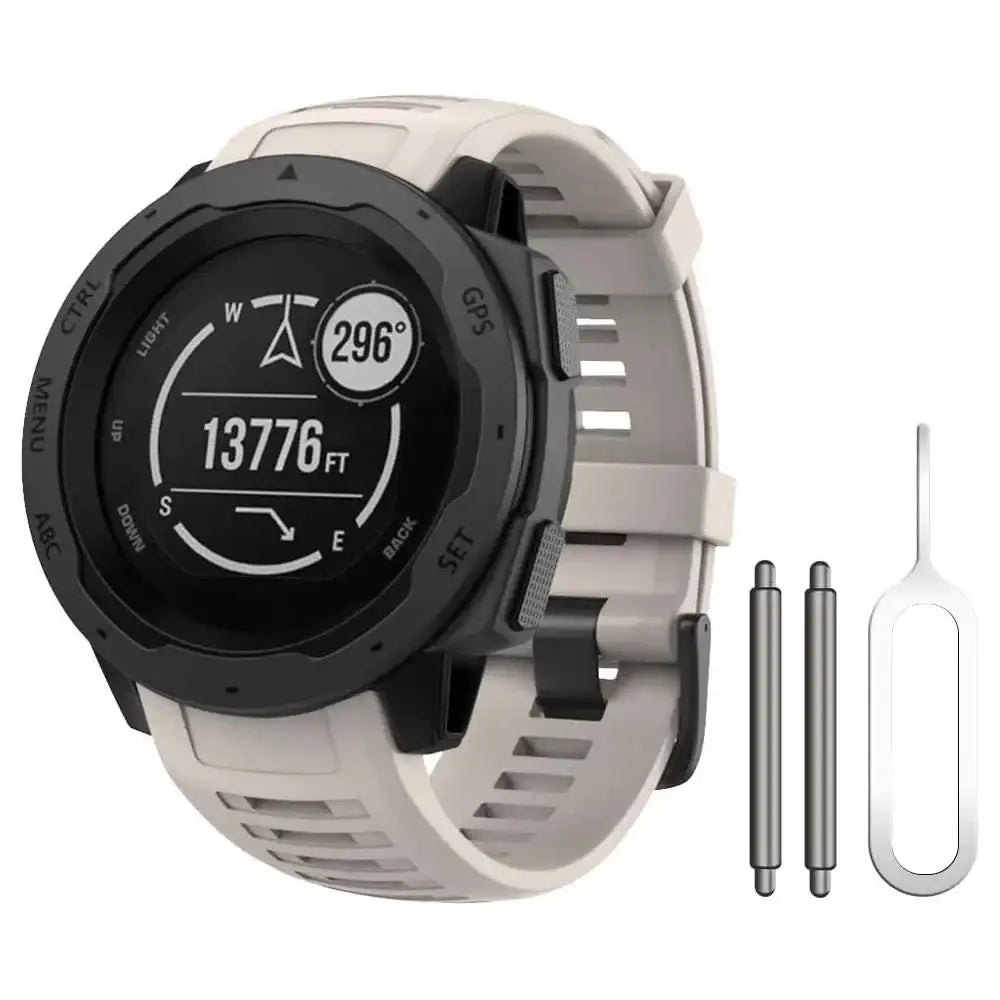 Soft Silicone Strap for the Garmin Instinct 1/2/Solar/Tactical Series (available in 5 colours) - White - TWS