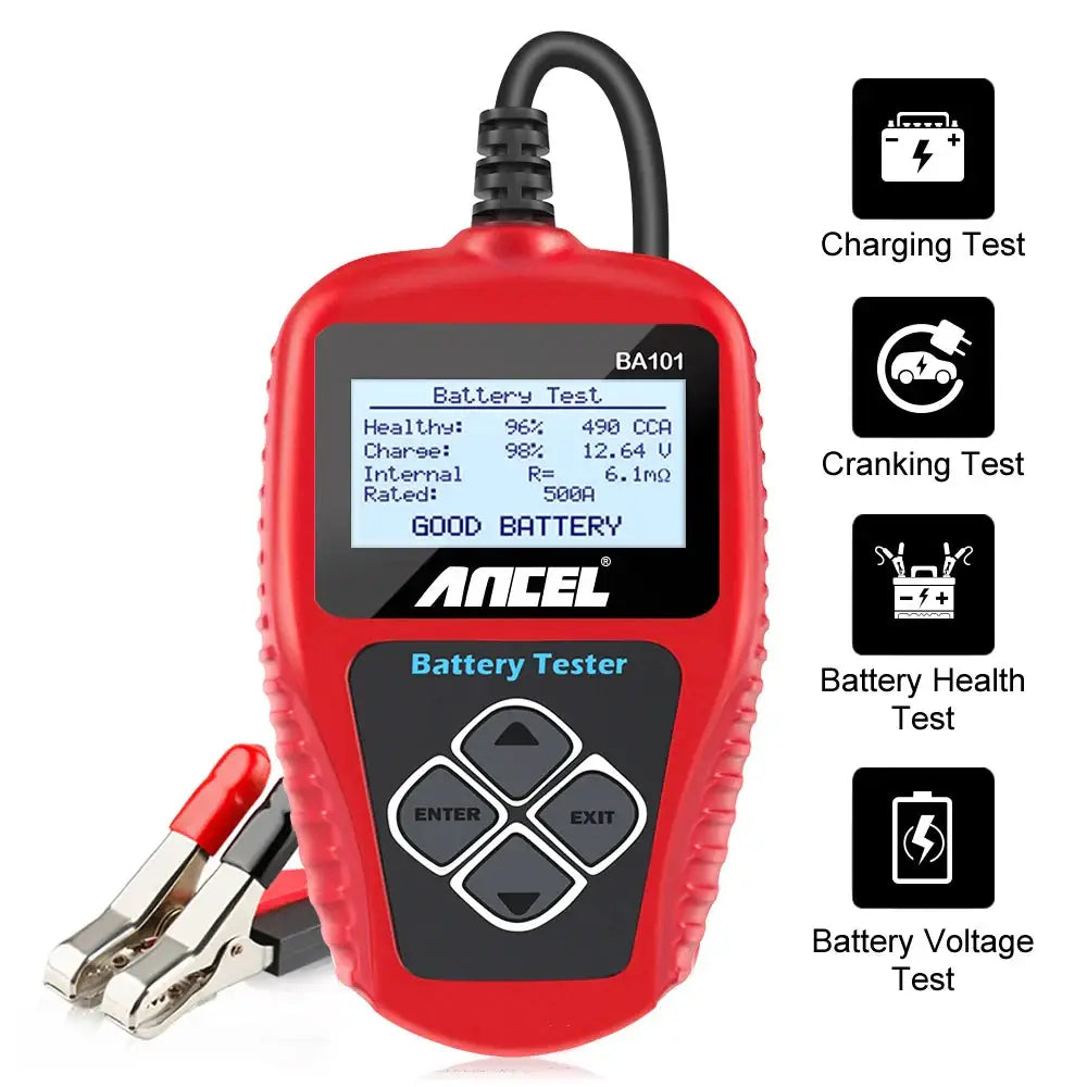 BA101 Car Battery Tester – 12V Load Analyzer (100–2000 CCA) - HBC