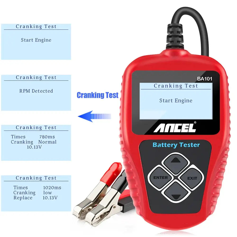 BA101 Car Battery Tester – 12V Load Analyzer (100–2000 CCA) - HBC