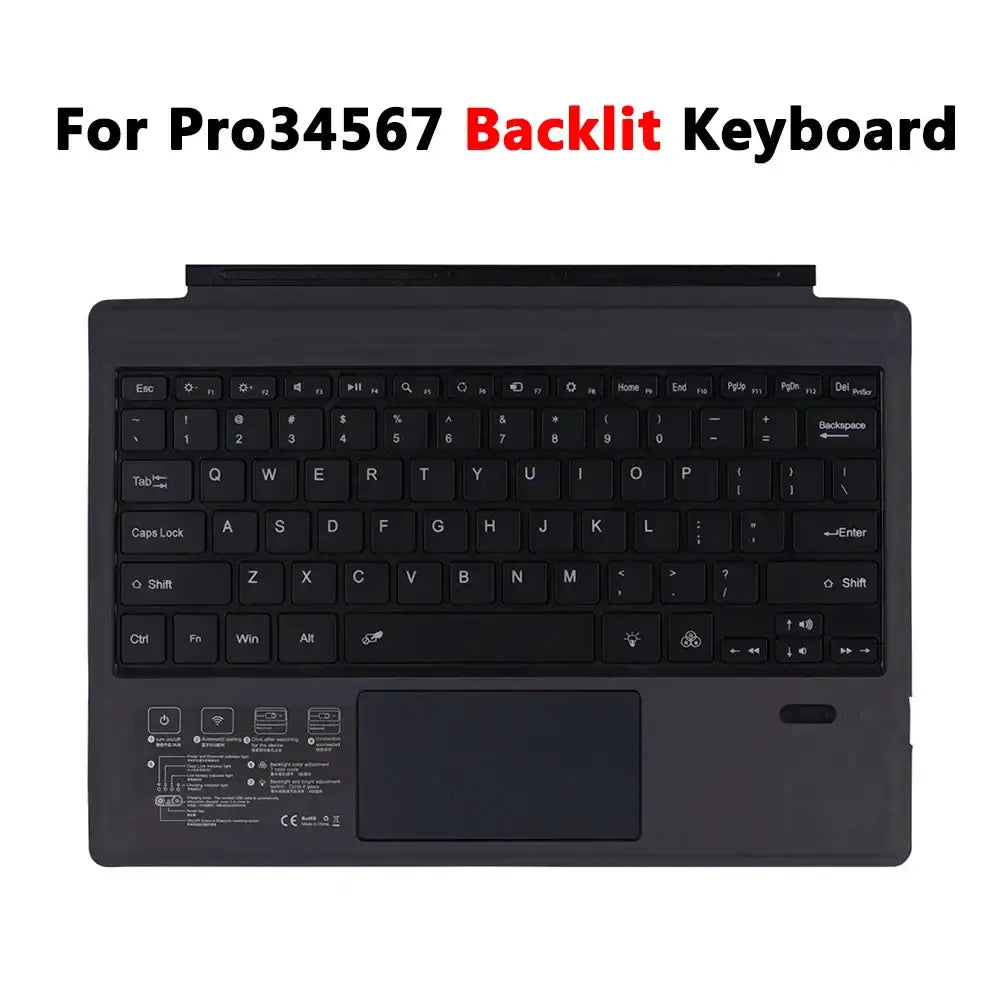 Backlit Bluetooth Keyboard For Microsoft Surface Pro 3 4 5 6 7/7+ 12.3inch,For Surface Pro 8 9 10 11 X 13’’ Keyboard