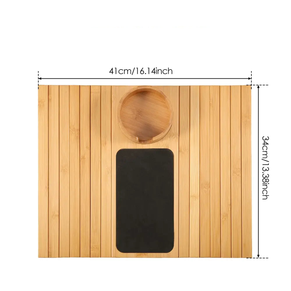 Bamboo Couch Cup Holder Anti-Slip Sofa Armrest Tray Foldable Multifunctional Sofa Cup Holder for Remote Control Cups