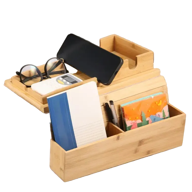 Bamboo Couch Cup Holder Anti-Slip Sofa Armrest Tray Foldable Multifunctional Sofa Cup Holder for Remote Control Cups