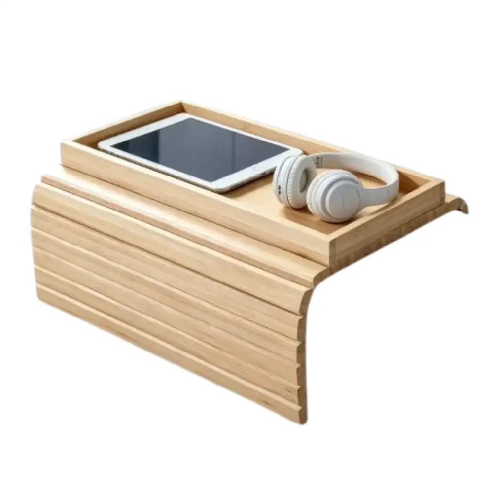 Bamboo Sofa Armrest Storage Rack Foldable Couch Organizer Shelf for Drinks Snacks & Remote Control
