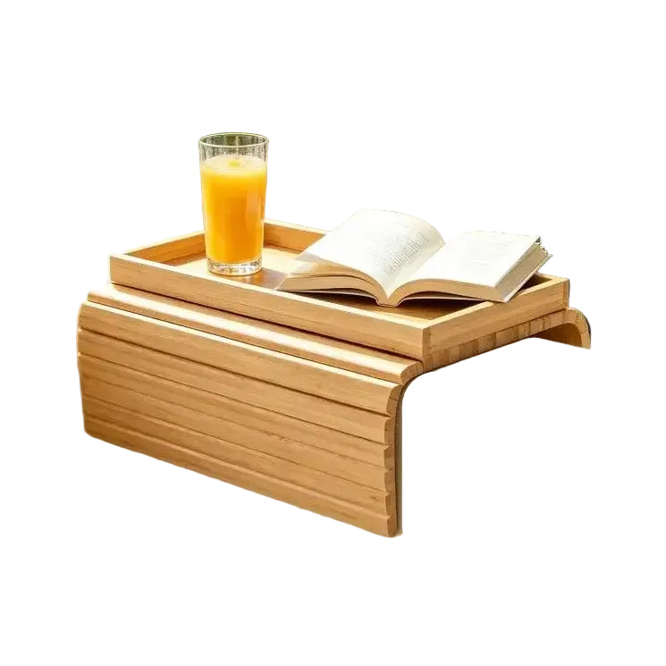 Bamboo Sofa Armrest Storage Rack Foldable Organizer Shelf for Living Room Bedroom Snack Drink Remote Control Holder