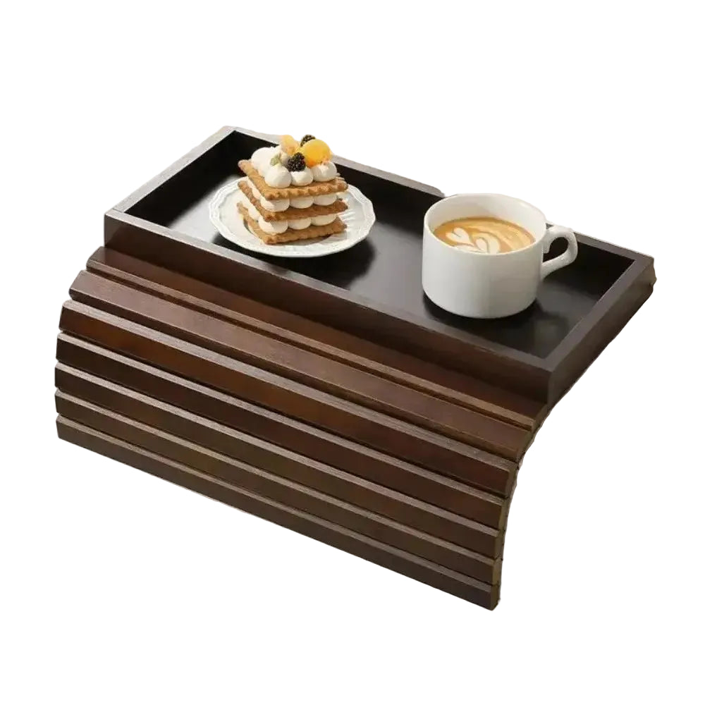 Bamboo Sofa Armrest Storage Rack Foldable Organizer Shelf for Living Room Bedroom Snack Drink Remote Control Holder