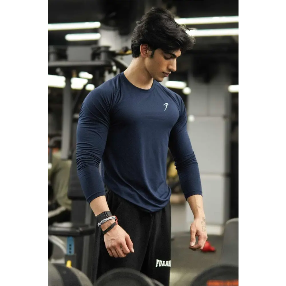 Bare Nylon Fullsleeves T-shirt Navy - Tshirts