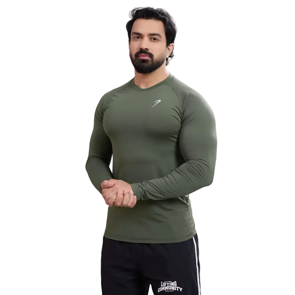 Bare Nylon Fullsleeves T-shirt Olive - Tshirts