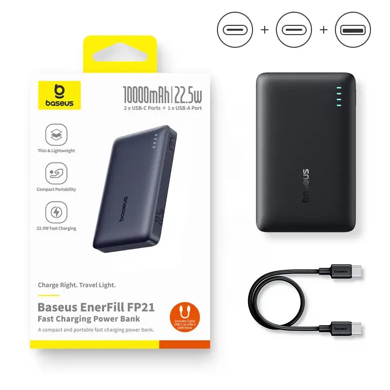 Baseus 22.5W 10000mAh Portable Power Bank - 22.5W Black / 10000Mah
